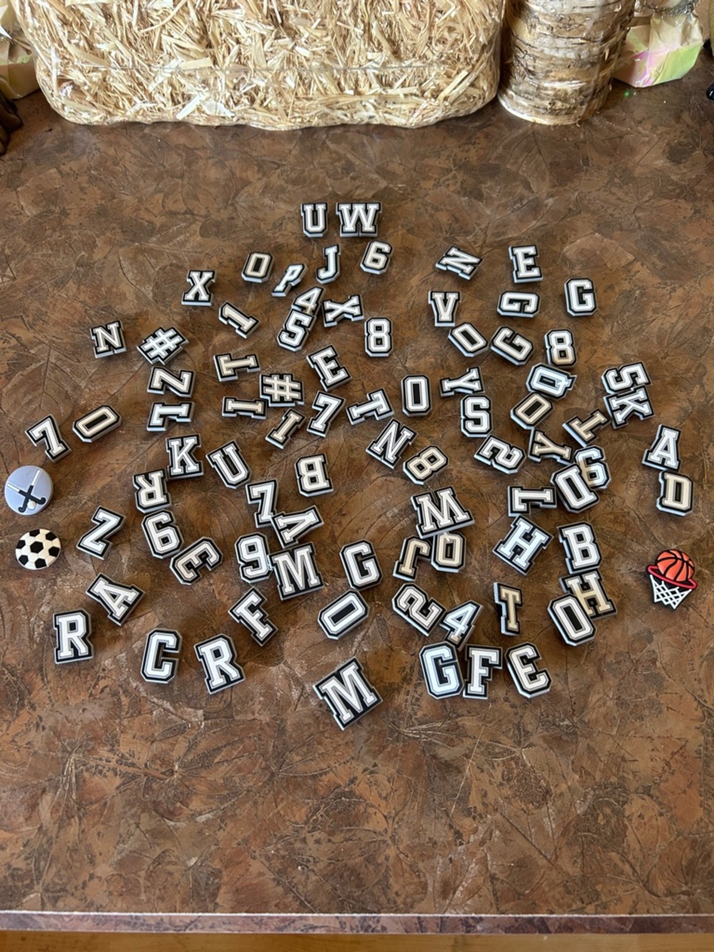 Black & White & Gray Alphabet and Number Shoe Charms Set 85 pieces